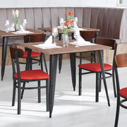 Red Vinyl/Wood Back Chair