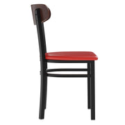 Red Vinyl/Wood Back Chair