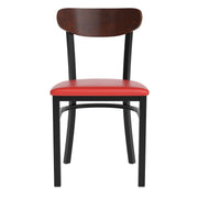 Red Vinyl/Wood Back Chair