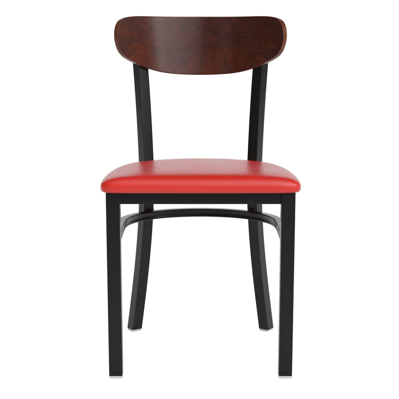 Red Vinyl/Wood Back Chair
