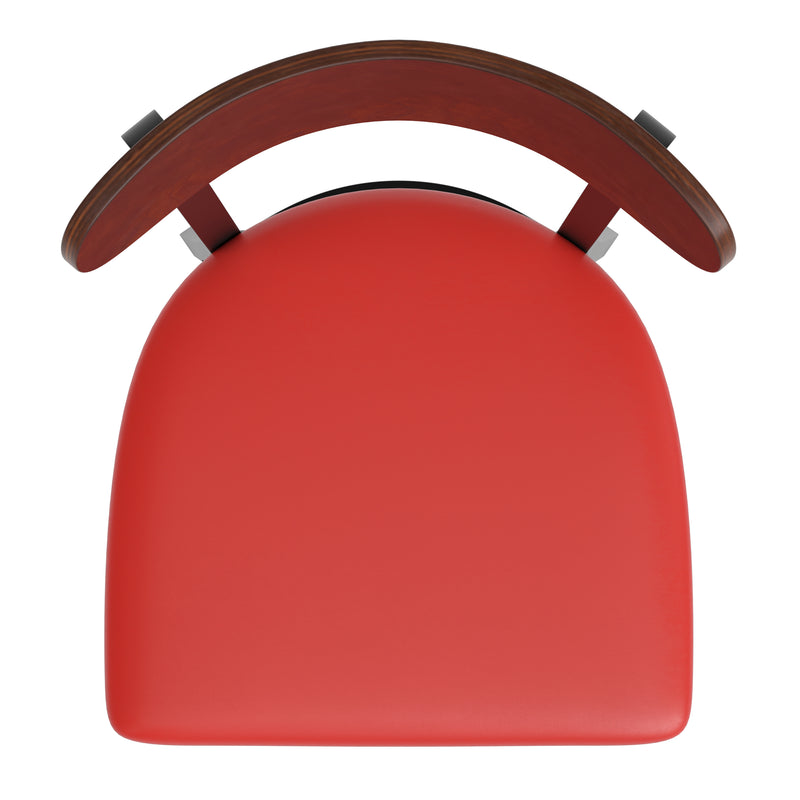 Red Vinyl/Wood Back Chair