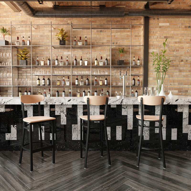 Natural Metal & Wood Barstool