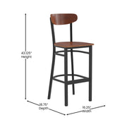 Walnut Metal & Wood Barstool