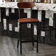 Walnut Metal & Wood Barstool