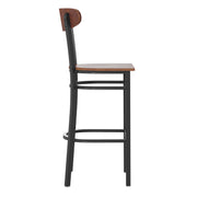 Walnut Metal & Wood Barstool
