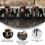 Walnut Metal & Wood Barstool