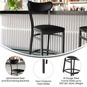 Black Metal & Vinyl Barstool