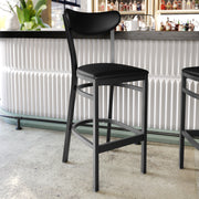 Black Metal & Vinyl Barstool
