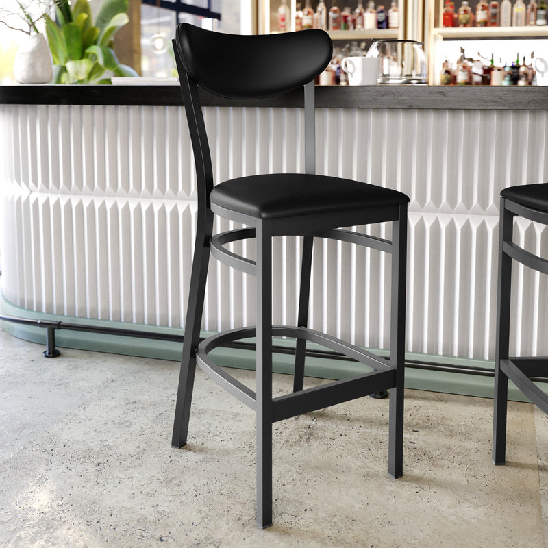 Black Metal & Vinyl Barstool