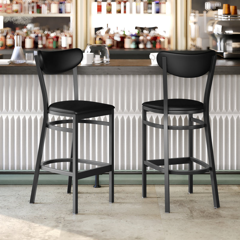 Black Metal & Vinyl Barstool