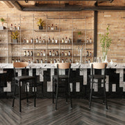 Black Vinyl/Wood Back Barstool