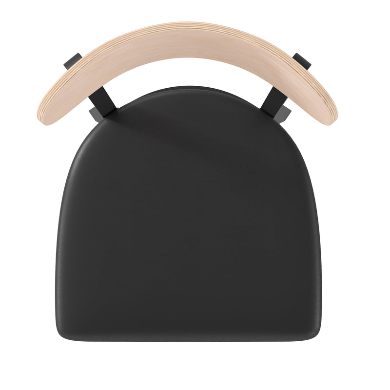 Black Vinyl/Wood Back Barstool