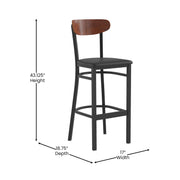 Black Vinyl/Wood Back Barstool