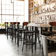 Black Vinyl/Wood Back Barstool