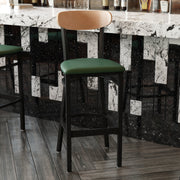 Green Vinyl/Wood Back Barstool