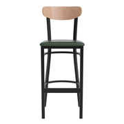 Green Vinyl/Wood Back Barstool