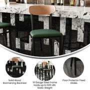 Green Vinyl/Wood Back Barstool