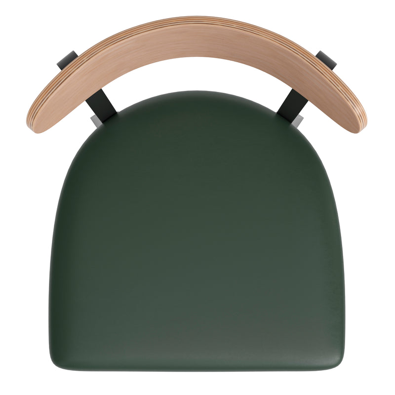 Green Vinyl/Wood Back Barstool