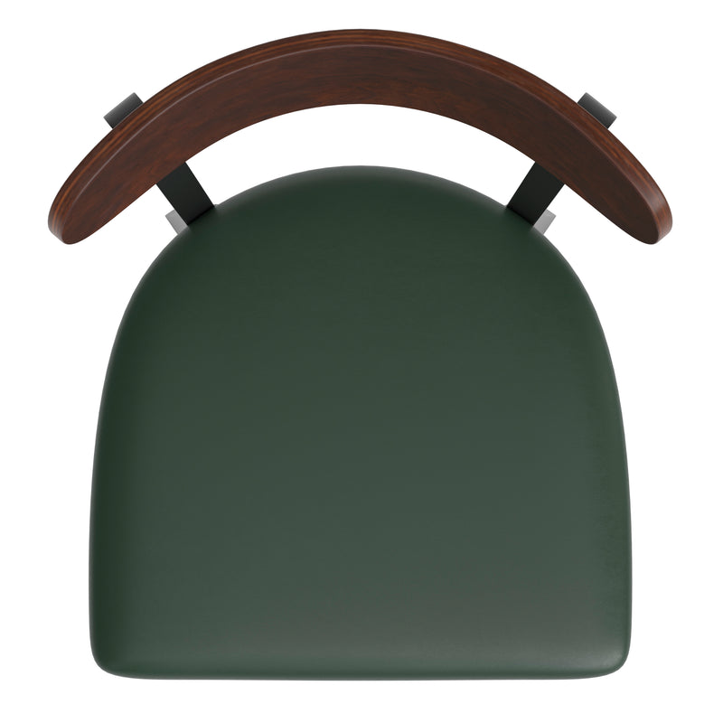 Green Vinyl/Wood Back Barstool