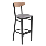 Gray Vinyl/Wood Back Barstool