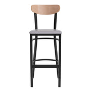 Gray Vinyl/Wood Back Barstool