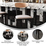 Gray Vinyl/Wood Back Barstool