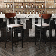 Gray Vinyl/Wood Back Barstool