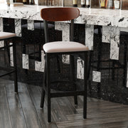 Gray Vinyl/Wood Back Barstool
