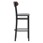 Gray Vinyl/Wood Back Barstool