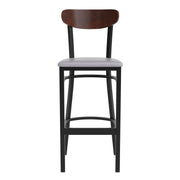 Gray Vinyl/Wood Back Barstool