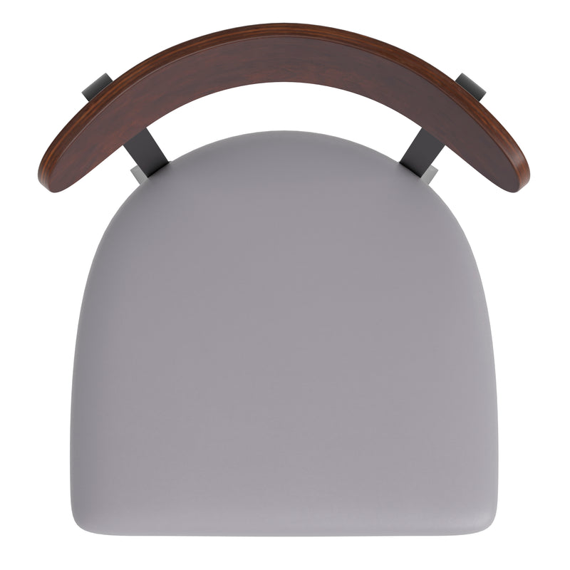 Gray Vinyl/Wood Back Barstool