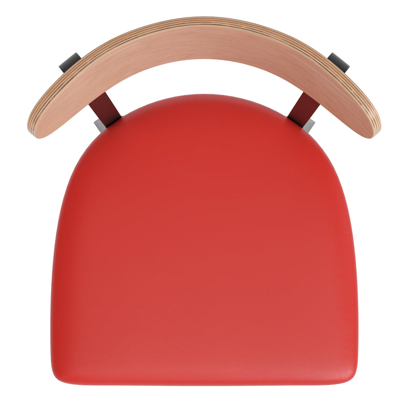 Red Vinyl/Wood Back Barstool