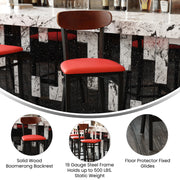 Red Vinyl/Wood Back Barstool