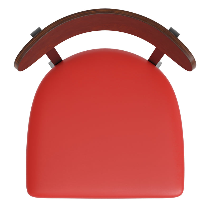 Red Vinyl/Wood Back Barstool