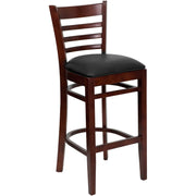Mahogany Wood Stool-Blk Vinyl