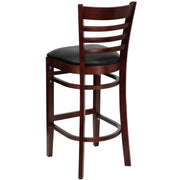 Mahogany Wood Stool-Blk Vinyl
