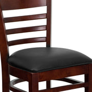 Mahogany Wood Stool-Blk Vinyl