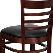 Mahogany Wood Stool-Blk Vinyl