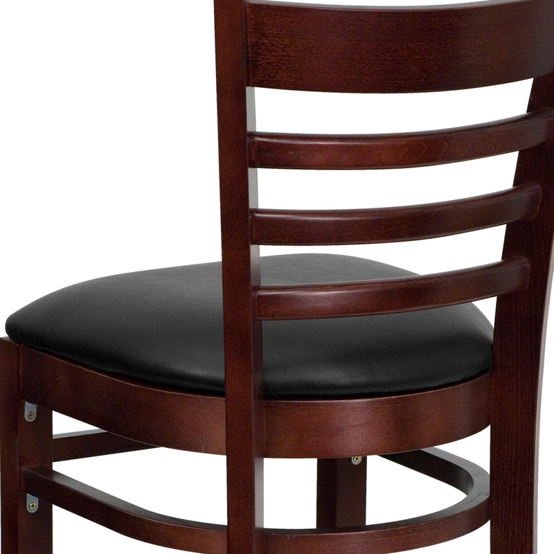 Mahogany Wood Stool-Blk Vinyl