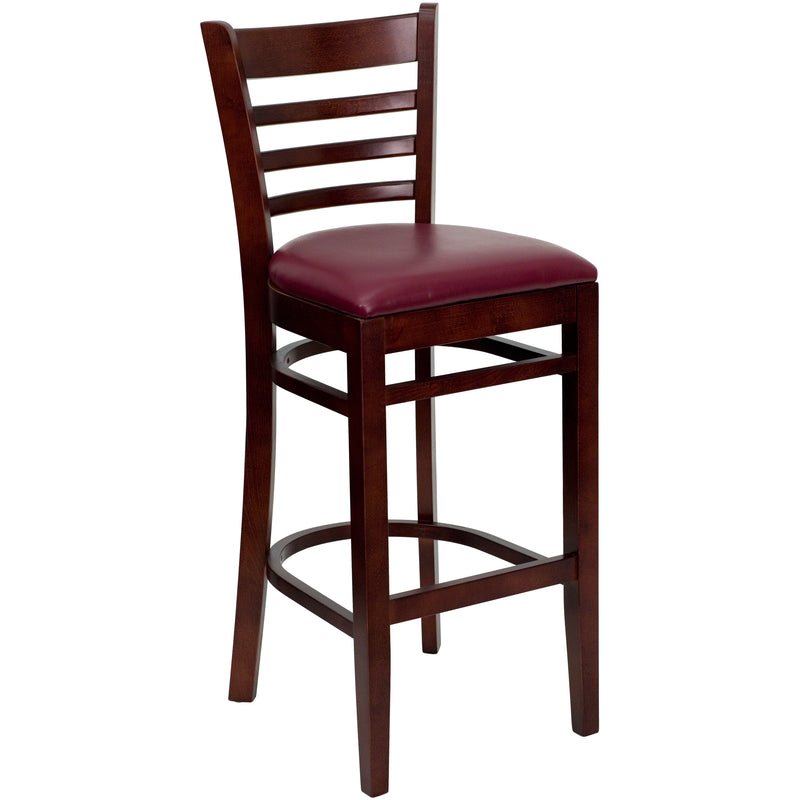 Mahogany Wood Stool-Burg Vinyl