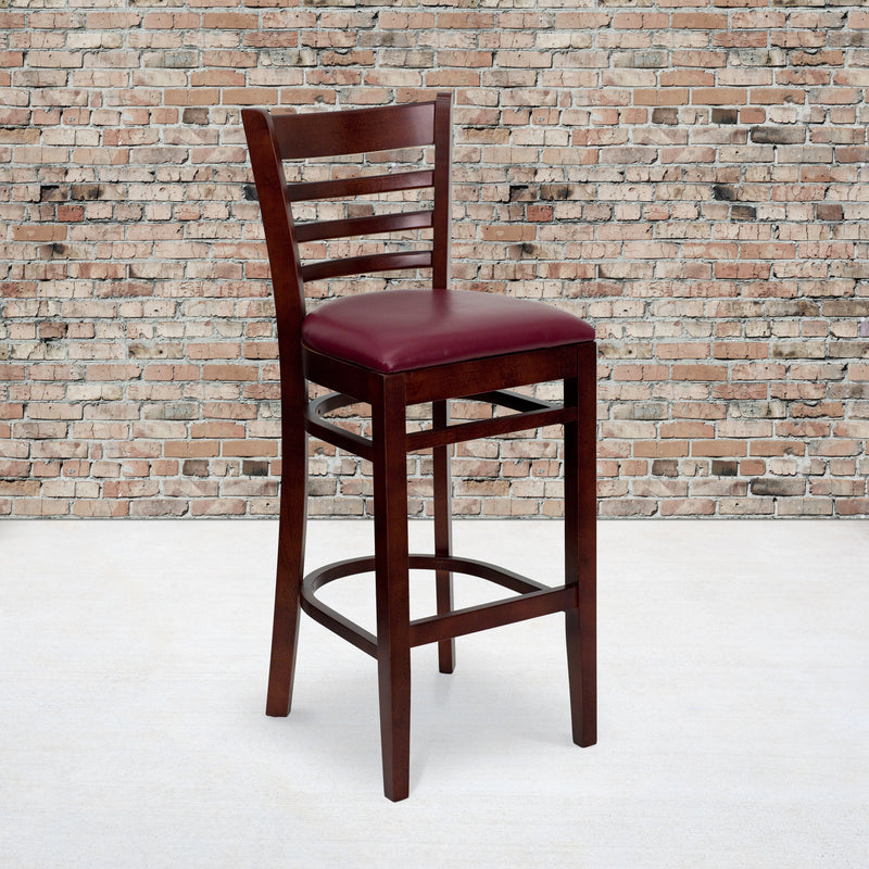 Mahogany Wood Stool-Burg Vinyl