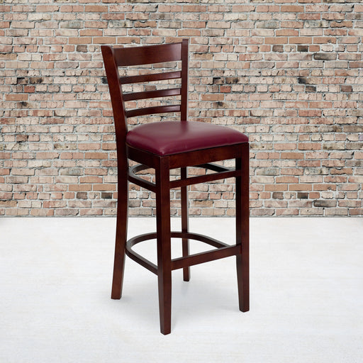 Mahogany Wood Stool-Burg Vinyl