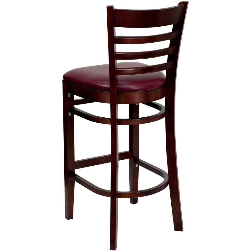 Mahogany Wood Stool-Burg Vinyl