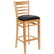 Natural Wood Stool-Blk Vinyl