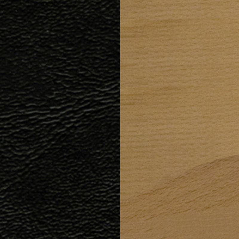 Natural Wood Stool-Blk Vinyl
