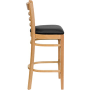 Natural Wood Stool-Blk Vinyl