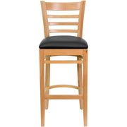 Natural Wood Stool-Blk Vinyl