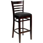 Walnut Wood Stool-Blk Vinyl