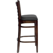 Walnut Wood Stool-Blk Vinyl