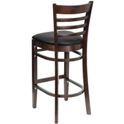 Walnut Wood Stool-Blk Vinyl